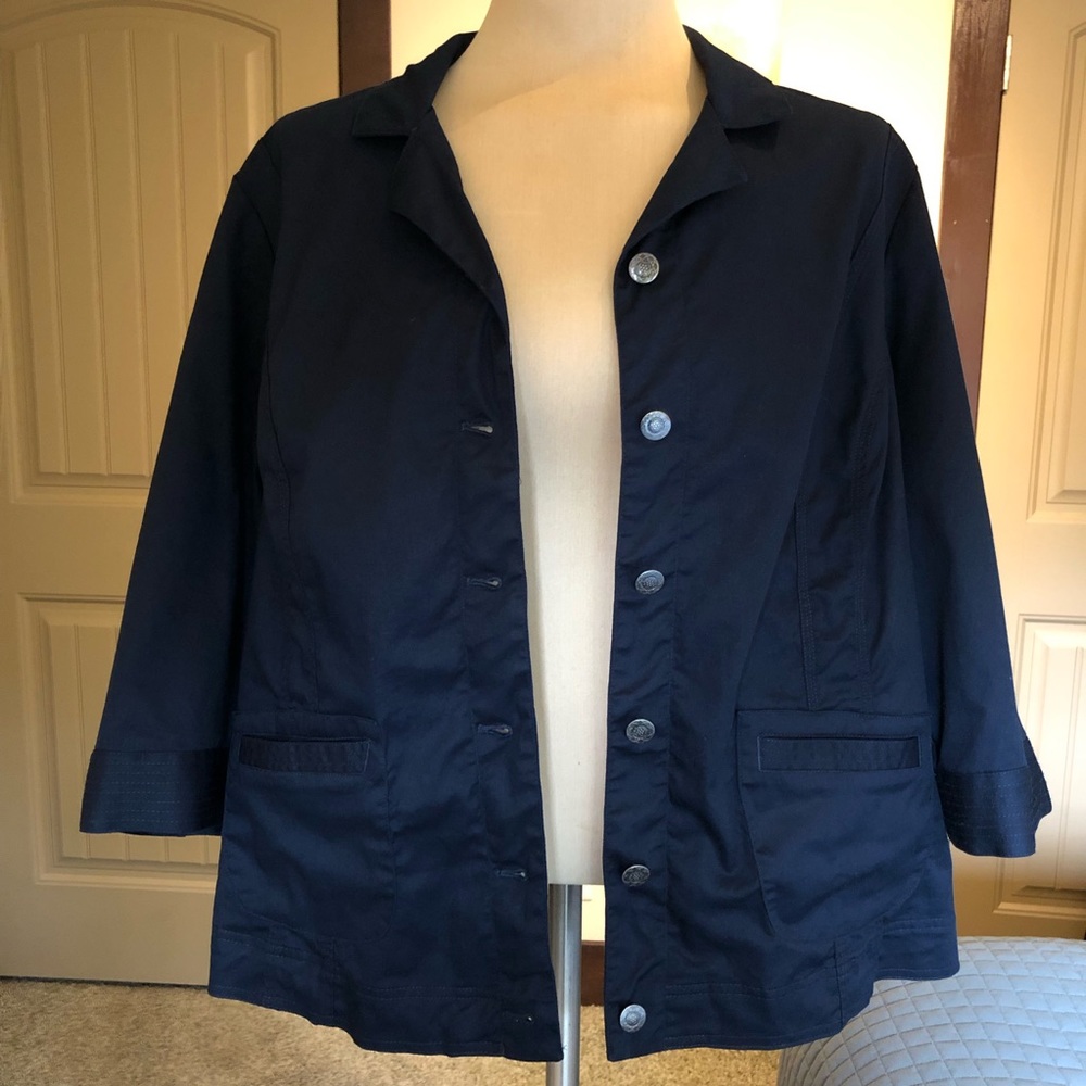CJ Banks Navy lightweight jacket; 2x; 3/4 sleeve